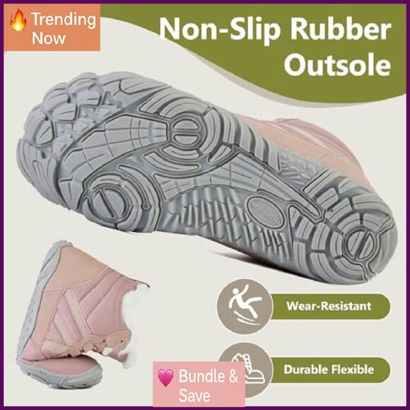 Winter Barefoot Boots Wide Toe Box Zero Drop Sole Warm Lined - Picture 7 of 8